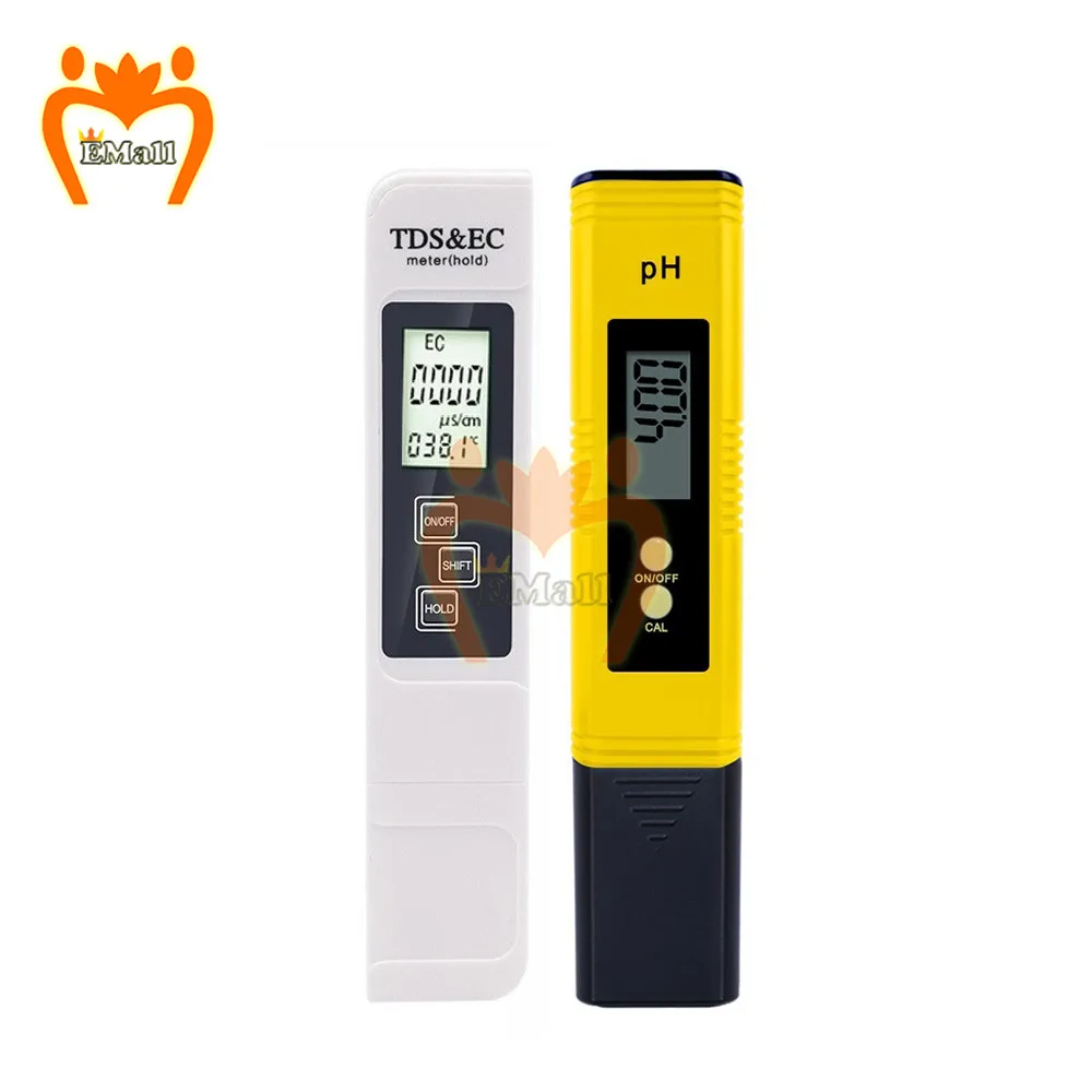 Digital PH EC TDS Meter Tester Temperature Pen Water Purity PPM Filter Hydroponic for Aquarium Pool Water Monitor 0-14 PH 0-9990