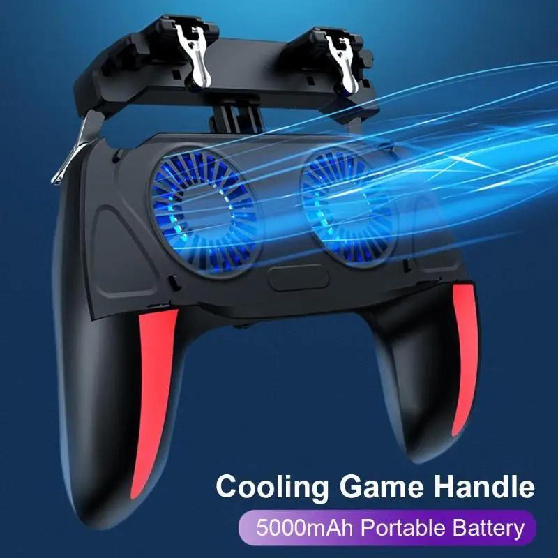  H10 Gamepad PUBG Controller 4 in 1 Mobile Game Double Cool Fan 5000mAh Power Bank Joystick for Andr