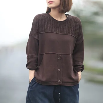 

Plus Size Autumn Fashion Knitted Sweaters Womens Brown Pullovers Loose Jumper women Clothes Long Sleeve Oversized AA216S30
