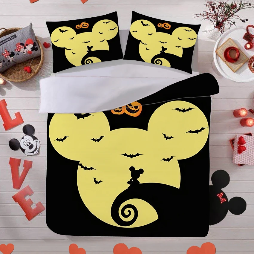 Juego de ropa de cama de Mickey y Minnie para Halloween, juego de funda  nórdica individual, doble, Queen y King, funda de almohada, edredón de  Anime|Juegos de ropa de cama| - AliExpress