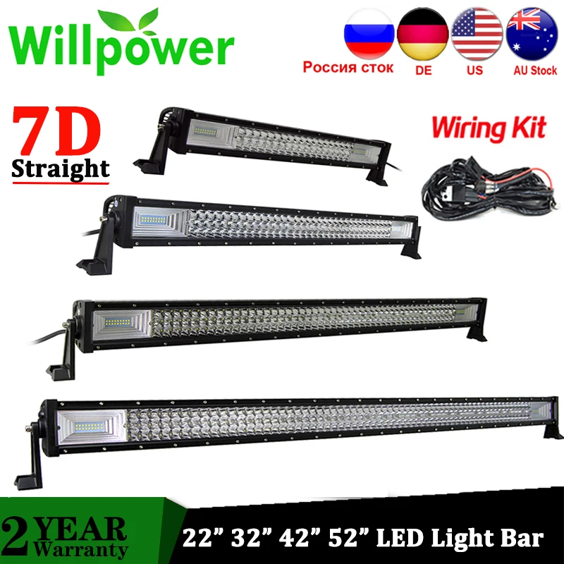 4inch 36W Triple Row Spot Driving Light Fog Lamp with Wiring Harness Kit for Offroad Boat Truck 4WD SUV Boat ATV 4x4 Pickup SKYWORLD 7D LED Work Light Bar