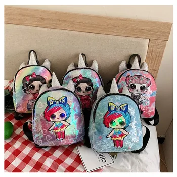 

2020 fashion sequined kids backpack cute surprise doll backpack Cartoon backpack orthopedic school backpack Surprise doll