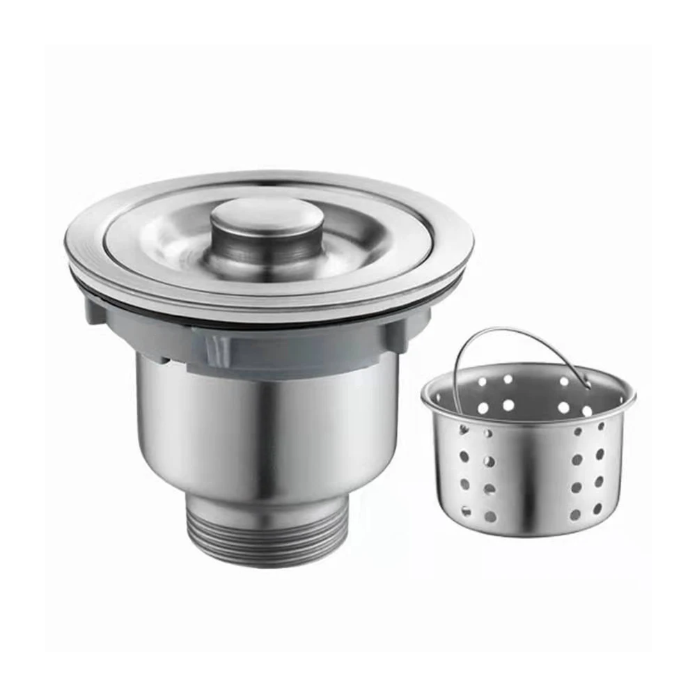 Kitchen Sink Drain Removable Stainless Steel Deep Waste Basket Sealing Lid Strainer For 4.5cm Drainpipe Port