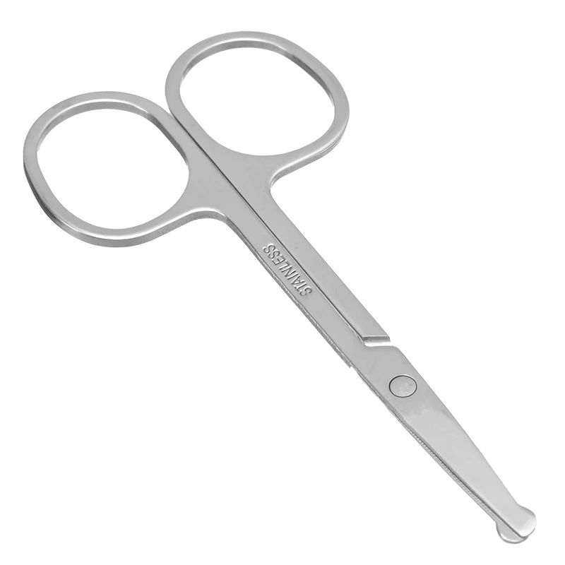 Mayitr 100% New 1pc 3.5" Stainless Steel  Mini Portable Curved Mustache Nose Ear Hair Remover Scissor Trimmer Safety Tips