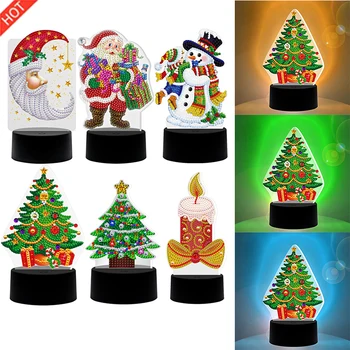 

5D DIY Diamond Painting LED Light Special Shaped Christmas Santa Claus Snowman Night Lamp Home Christmas Decoration Light