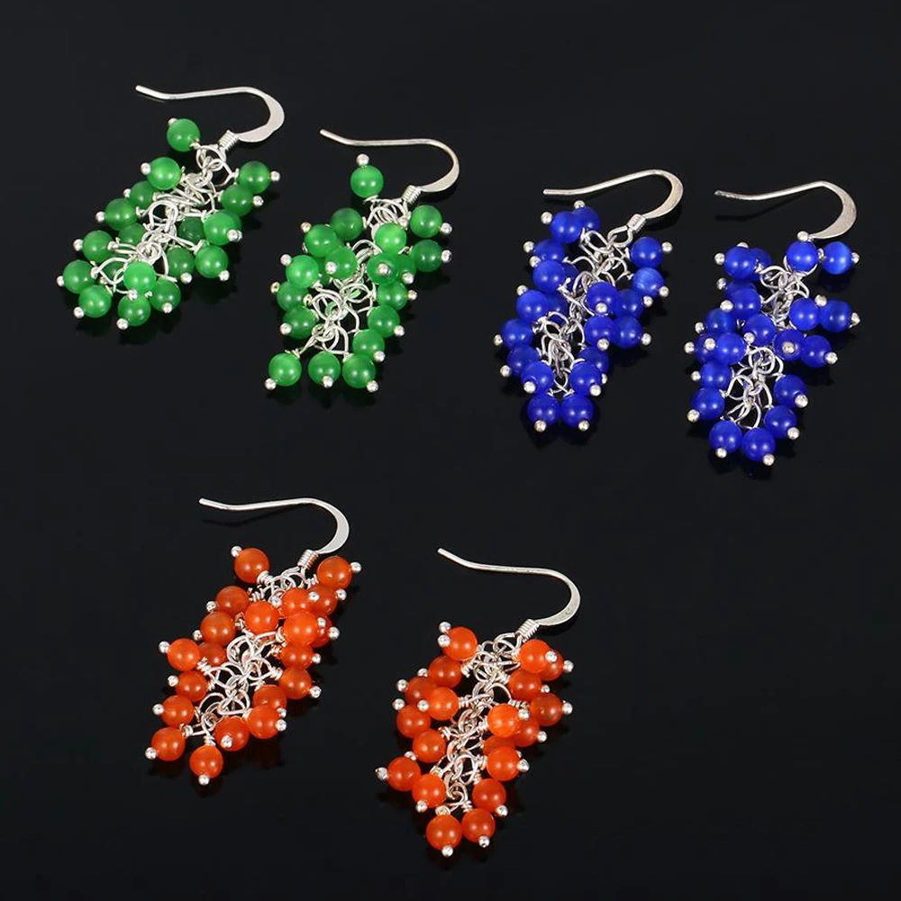 ShinyGem модные разноцветные Круглые серьги из бисера с кошачьим глазом 4 мм милые