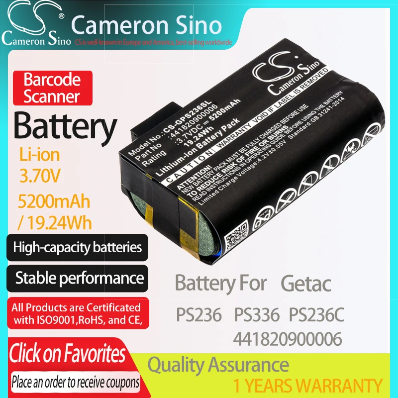 Batteria Cameronsino Per Getac Ps236 Ps336 Ps236C 441820900006 Nautiz X7 Adatto Per Batteria Scanner Di Codici A Barre Sokkia 60991 5200Mah 3.70V
