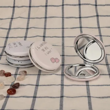 

HUAMIANLI Make Up Round Mirror Girls Mini Cute Mirror Double Side Folding Black Mirror Portable Pu Leather Mirror