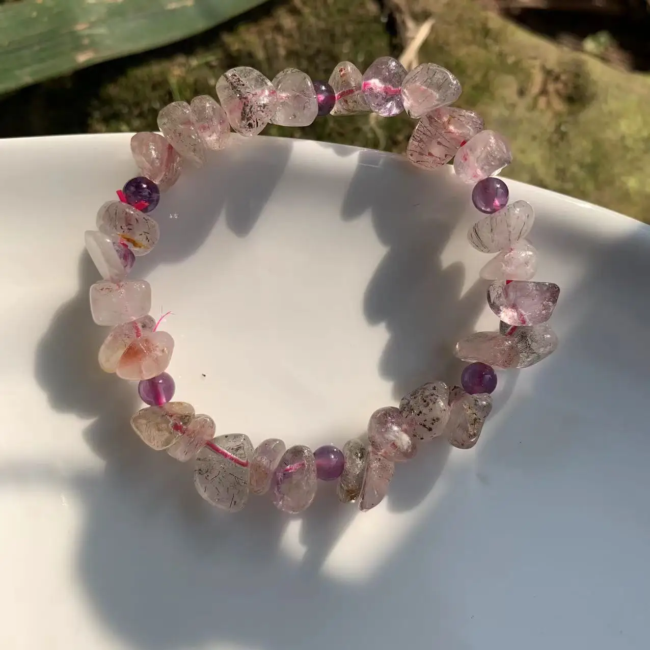 Genuine Natural Super Seven Bracelet Crystal Gift Woman Gemstone Super 7 Semi Precious Stone Jewelry