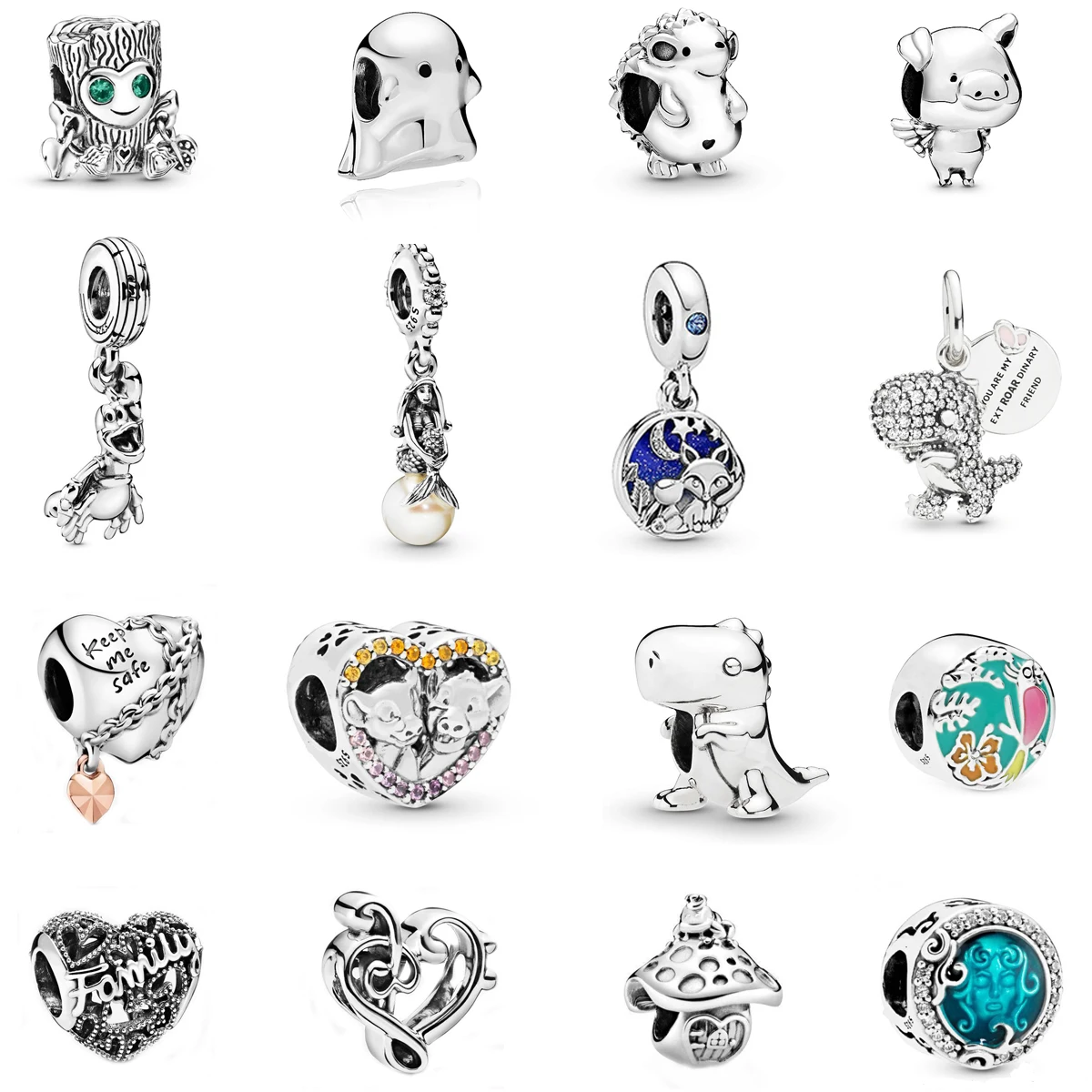 

Free Shipping Authentic 925 Sterling Silver friendship Animal Charms Fit Original Pandora Bracelet For Women DIY Jewelry Beads