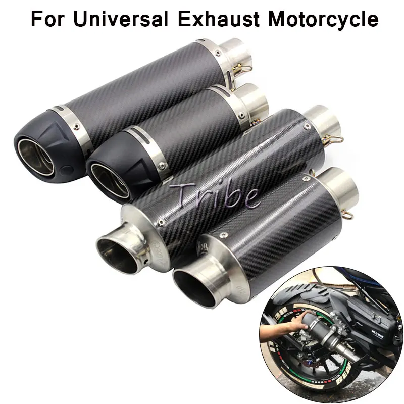 

Universal 51mm Carbon Fiber Exhaust Motorcycle Akrapovic Motocross Escape Moto Pipe Muffler For suzuki gs 500 nmax 125 Scooter
