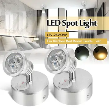 

2pcs 12V 24V 3W LED Wall Spot Light Spotlight Bedside Reading Lamp For Hotel Bedroom RV Motorhome Boat