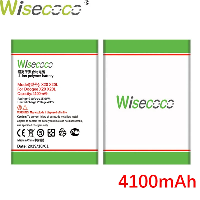 WISECOCO 4100 мАч батарея 17582580 Для DOOGEE X20 X20L мобильного телефона новейшее производство высокое качество батарея+ номер отслеживания