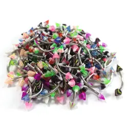 Stainless Steel & Acrylic Tongue and Nipple Barbell Piercing Set - Bulk Pack (50PCS)