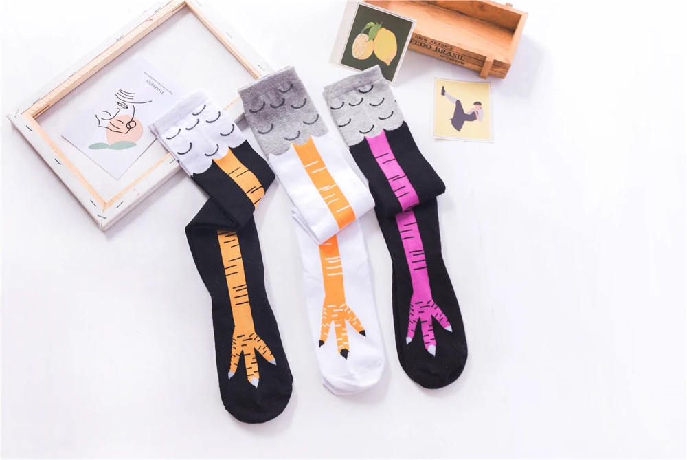 Warme Winter Herbst Frauen Huhn Pfoten Bein Klaue Gestrickte Lustige 3D Cartoon Oberschenkel Hohe Nette Dünne Kappe Füße Socken Cosplay Weihnachten geschenk – Detail 15