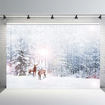 

Yeele Christmas Glitters Pine Fairy Deer Backgrounds For Photography Winter Snow Gift Newborn Portrait Photo Backdrop Photocall