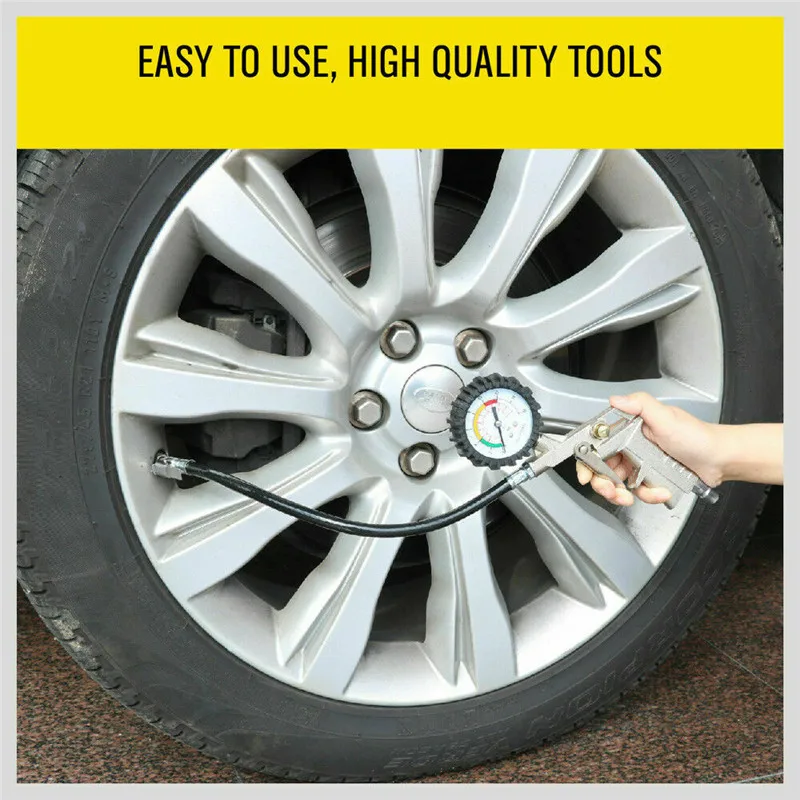 

220PSI Air Line For Use Car Tyre Inflator with Air Pressure Gauge For Compressor PSI BAR With Trucks Farm Vehicles Vans Cars