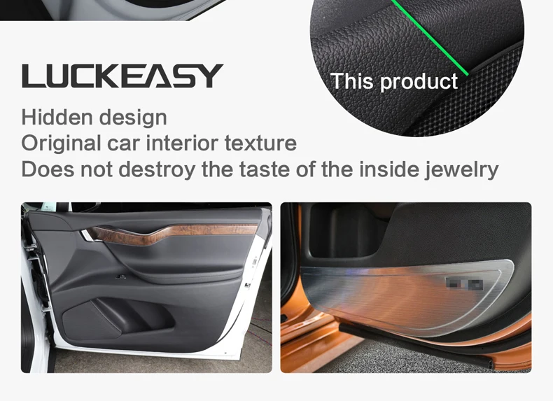 LUCKEASY for Tesla Model X- hide car door Anti Kick Pad Protection Side Edge Film Protector Stickers