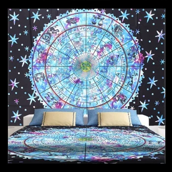 

Astrology Indian Mandala Tapestries Wall Hanging Hippie Bedspread Beach Throw Towel Blanket Bohemian Tablecloth Room Dorm Decor