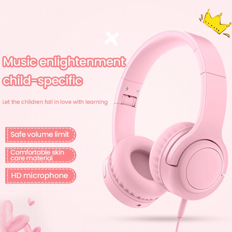 Cute Wired Headphone Noise Cancelling Earphones With Microphone Stereo Earphone Computer Mobile Phone Gamer Headset Kids Gift