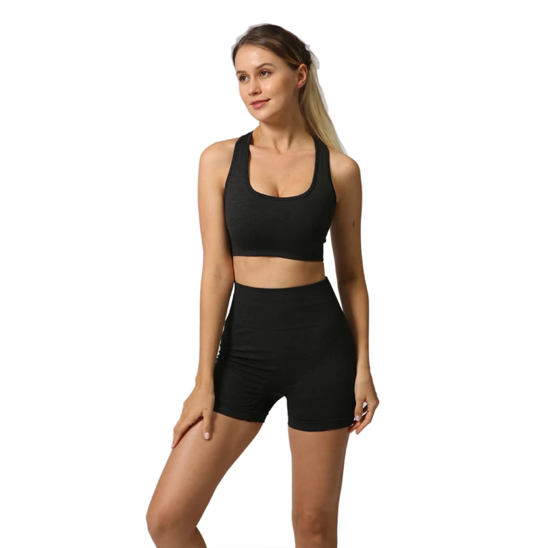 Women Seamless Leggings Yoga Set 2pcs/set Gym Clothes Sports Bra Shorts