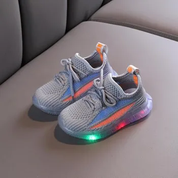 

Summer Toddler Infant Kids Baby Girls Boys Casual Shoes Breathable Lace Up Mesh LED Light Luminous Sport Shoes Sneakers