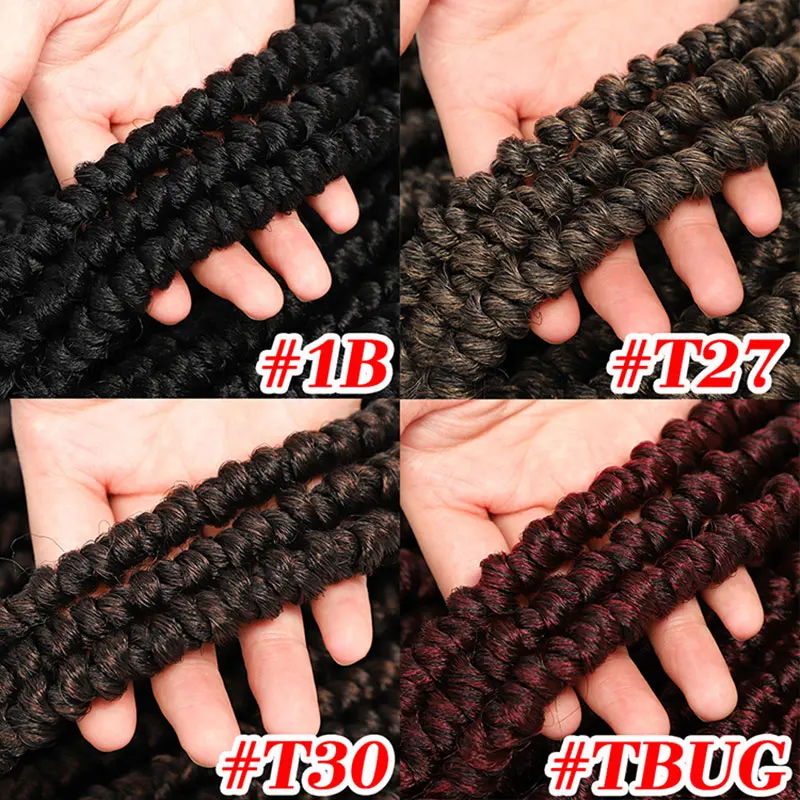 Fluffy 60g Curly End Senegalese Twist Crochet Hair Extensions For Black Woman Synthetic Ombre Braiding Hair Crochet Braid