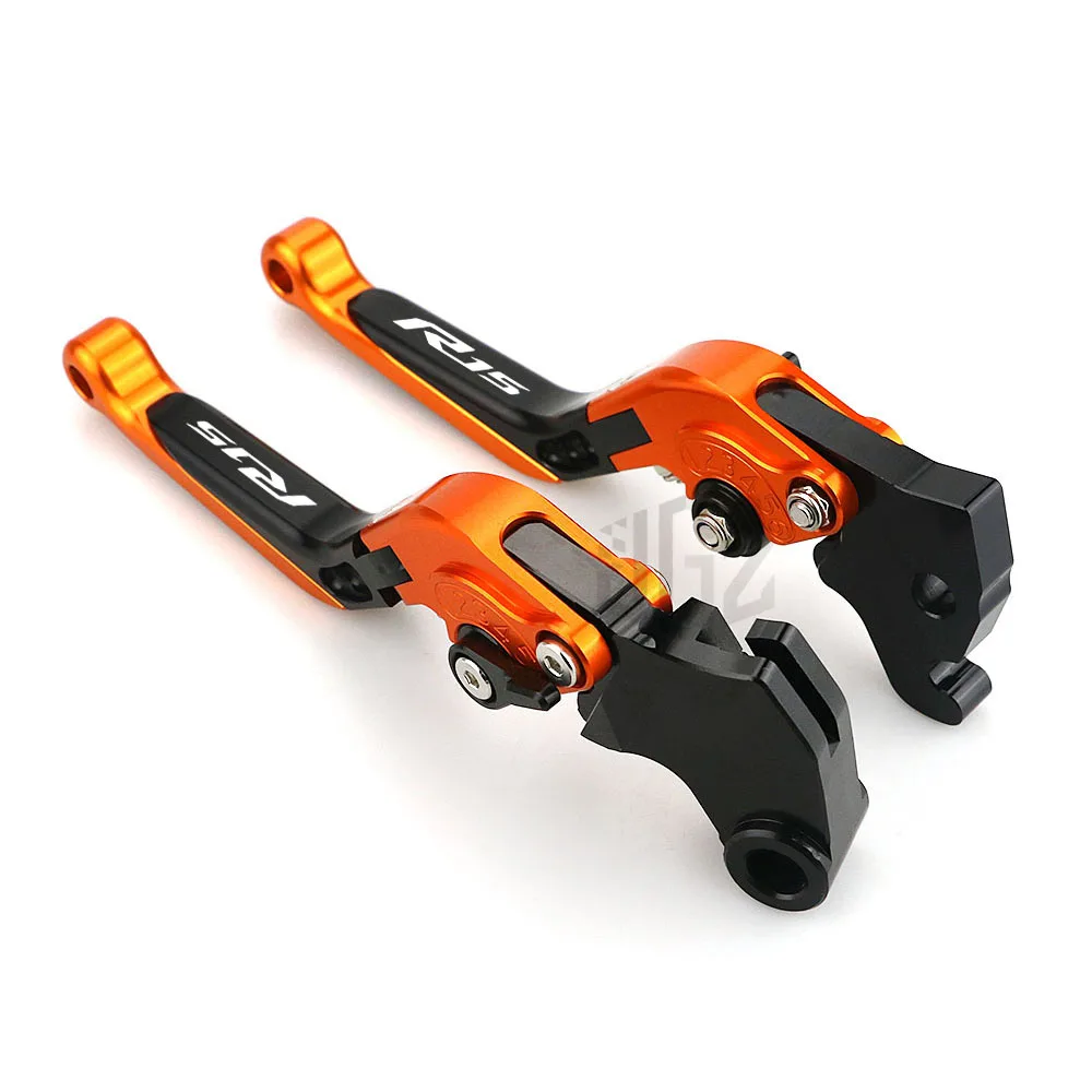 Orange 2pcs Motorcycle Brake Handle Lever CNC Aluminum Clutch Brake Levers Modified for YAMAHA YZF R15 V3 2013 - Цвет: Orange