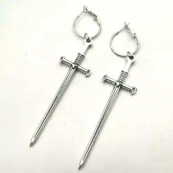 

Gothic Antique Silvers Sword Earrings and Glass Crystal Classical Tarot Mysterious Dark Jewelry for Women Fashion Gift Classic