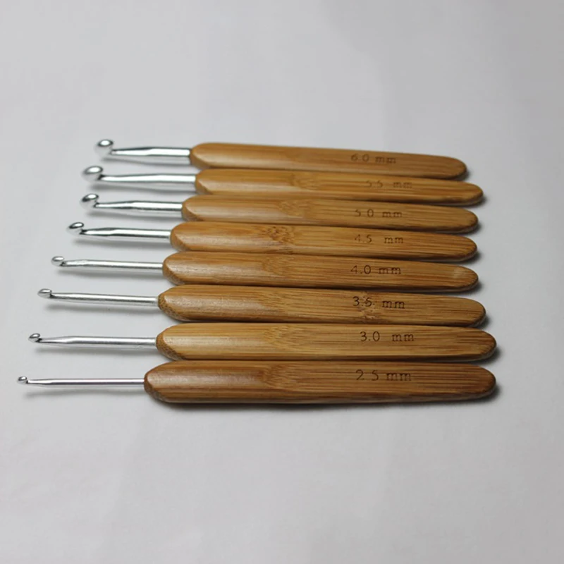 Бамбуковый Набор для начинающих, смешанные алюминиевые ручки, комплект крючков для вязания, Бамбуковые Спицы для вязания