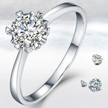 

2 Carat 18K White Gold 2 Ct Moissanite Diamond Ring Round Heart Classic Women Wedding Party Engagement Anniversary Ring VVS