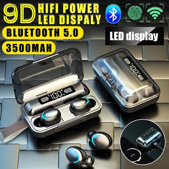 

TWS Bluetooth 5.0 Earphone 3500mAh Charging Box Wireless Earset 9D Stereo Sports Waterproof Earbuds Headsets With Microphone