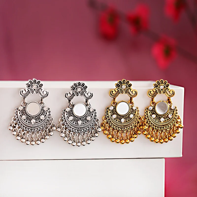 Позолоченные серебряные Висячие серьги Jhumka индийские этнические болливудские