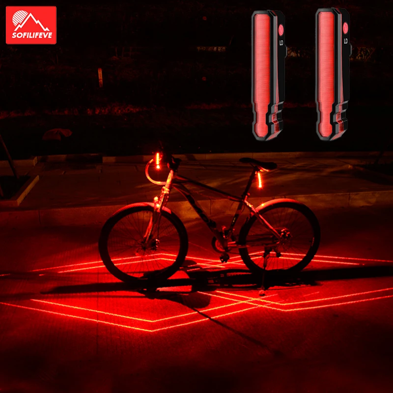 

Project Laser Bicycle Light Taillight LED Safety Warning Bicycle Tail Light USB Rechargeable Waterproof MTB Bike Rear Light Lamp
