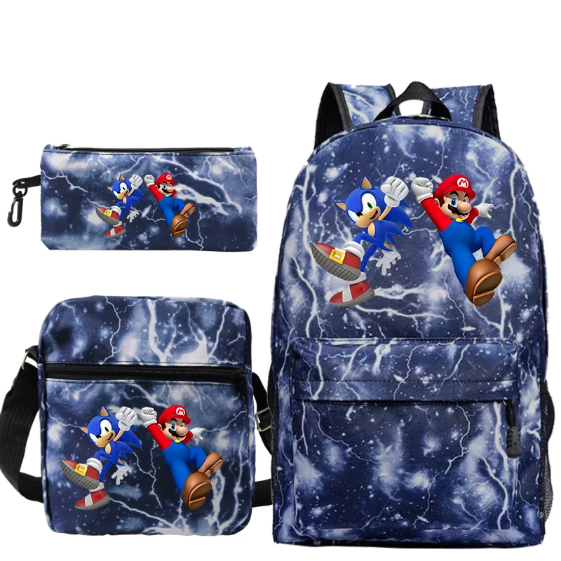 Sac A Dos 3 шт./компл. Mochila Sonic зубная щётка рюкзак Супер Марио Plecak Карандаш Чехол школьный рюкзак с рисунком из аниме Kpop Тетрадь дорожная сумка для девочек-подростков