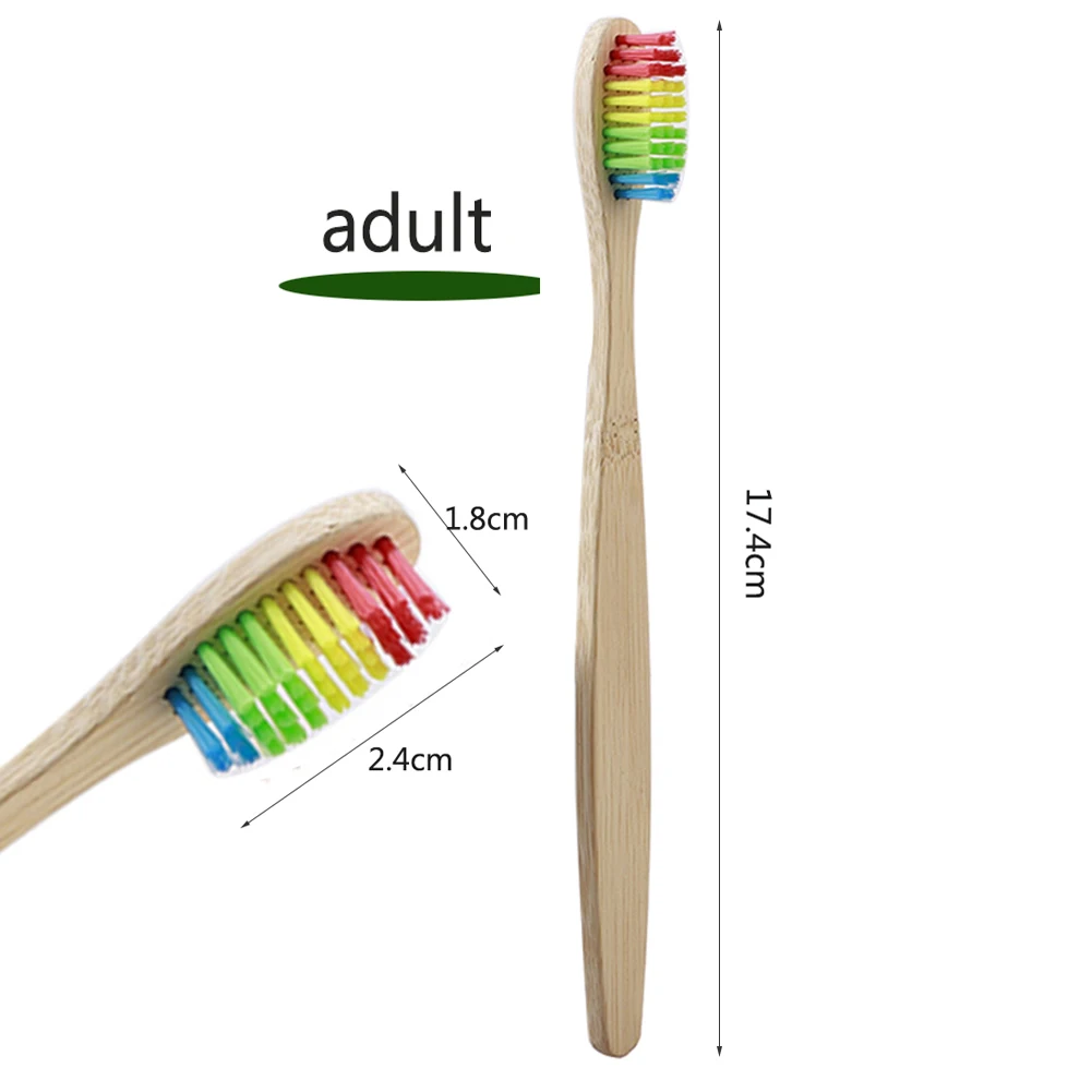 10 шт натуральная бамбуковая зубная щетка отбеливающая уход за полостью рта экологически чистые зубные зубы радужные щетки портативная зубная щетка для путешествий