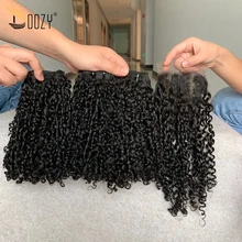 Doozy волосы перуанские супер двойной нарисованный Пикси вьющиеся 3/4 пряди с закрытием девственные человеческие волосы