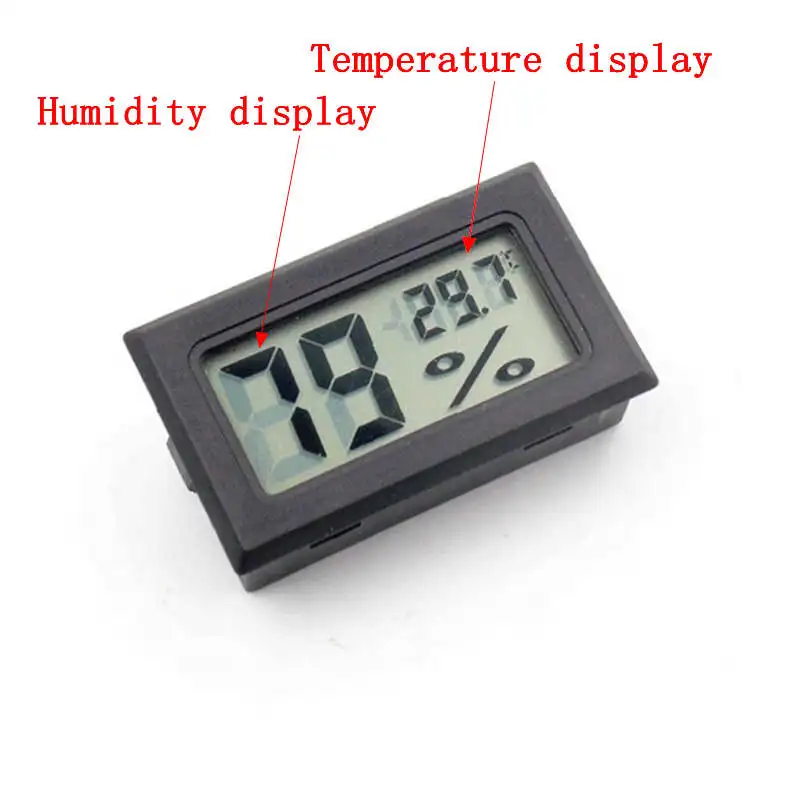 Urijk ЖК-цифровой термометр датчик влажности Мультитул подсветка температуры инструменты термостат наружная метеостанция - Цвет: Черный