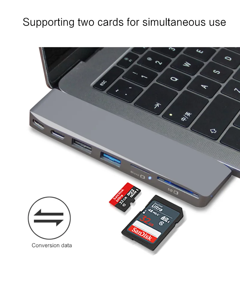 Ajiuyu USB 3,1 USB-C концентратор Мини DP адаптер 4K Thunderbolt 3 USB C с TF SD считыватель SSD слот PD для MacBook Pro/Air док-порт