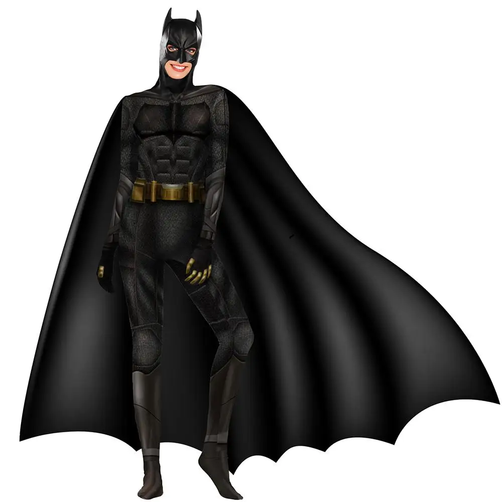 

The Dark Knight Bruce Wayne Jumpsuit Batman Cosplay Costume Superman Men Women Halloween Exquisite Costume Zentai Bodysuit