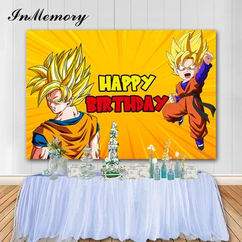 

InMemory Anime Dragon Ball Theme Photo Backdrops Super Hero Children Birthday Party Photographic Background Vinyl Studio Banner