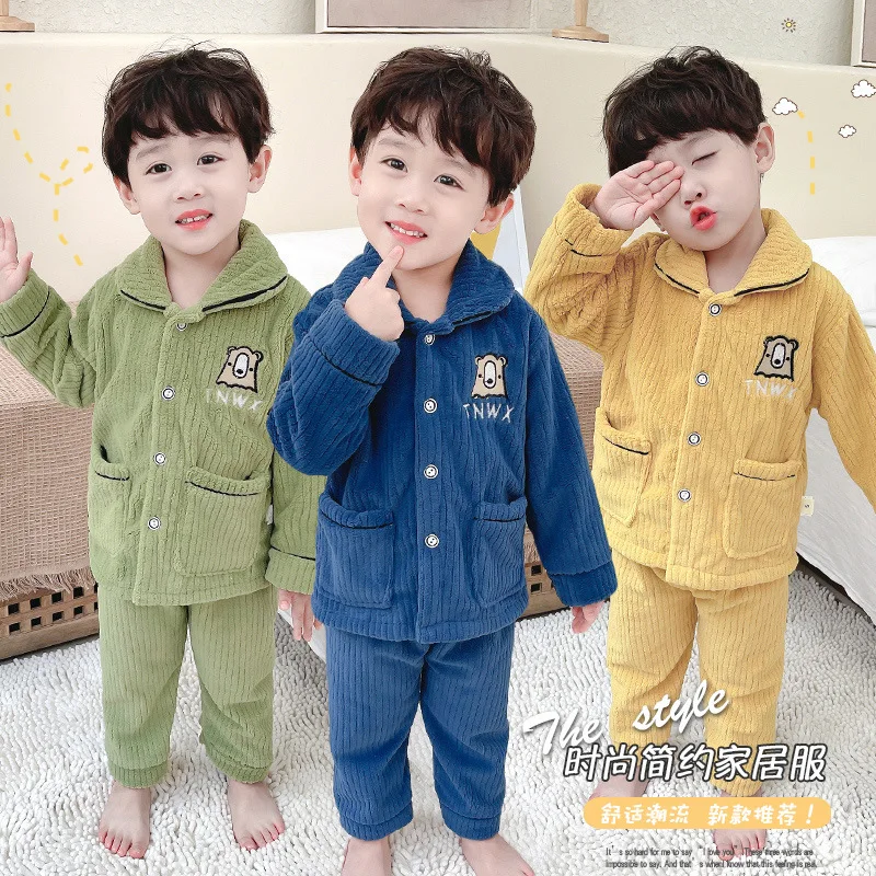 

Kids Pajamas Set Winter Baby Boy Girl Toddler Thicken Sleepwear Children Warm Catoon Casual Home Suit 2pcs Kids Pyjamas Clothes