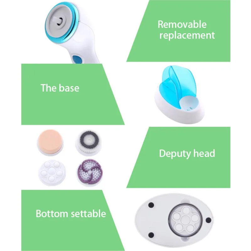 4 в 1 Ультразвуковая электрическая Очищающая щетка для лица Массажер перезаряжаемый прибор для чистки поры лица кисть для ухода за кожей лица
