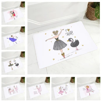 

Nordic style Floor Door Mat for Children Room Non-Slip Decor Cute Cartoon Girl Doormat Super Soft Flannel Carpet 40x60cm