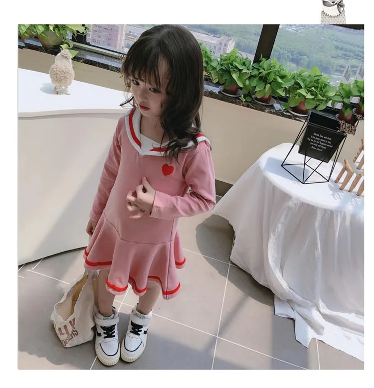 Новое Осеннее Повседневное платье с длинными рукавами для девочек два цвета