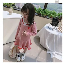 Новое Осеннее Повседневное платье с длинными рукавами для девочек два цвета