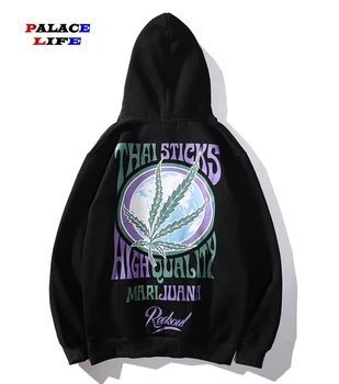 

Harajuku Men Hip Hop Leaf letter print Plus velvet Hoodie Streetwear hoodie men Pullover Sweatshirt Cotton poleron hombre