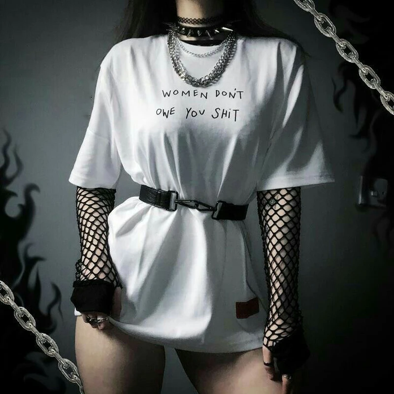 Women Don't Owe You Shit Feminism Slogan T-shirt Tumblr Fashion White ...