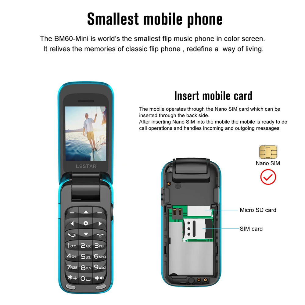 L8star BM60 Mini Flip Music Phone Bluetooth Dial Mobile phone FM Radio Magic Voice changer 3.5 Earphone Jack Mp3 Music player L8star BM60 Mini Flip Music Phone Bluetooth Dial Mobile phone FM Radio Magic Voice changer 3.5 Earphone Jack Mp3 Music player