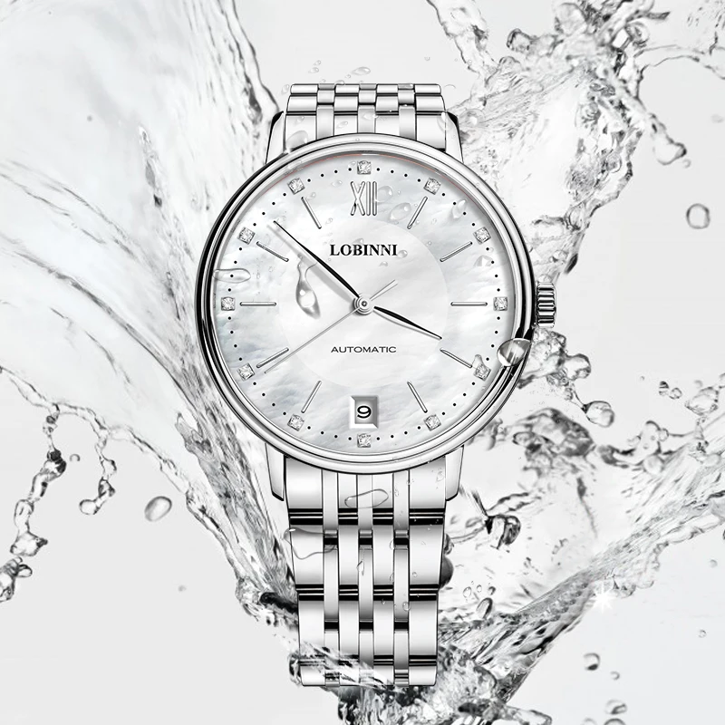 Japan MIYOTA, женские водонепроницаемые часы со стальным ремешком, роскошный бренд, двойной календарь, автоматические механические Женские наручные часы, подарок для леди